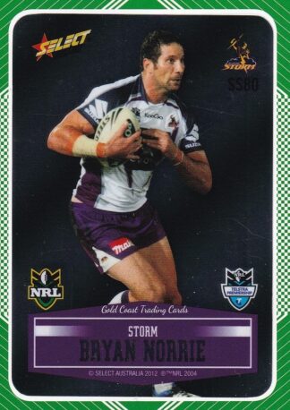 2012 NRL Champions Peeled Parallel Card - PSS080 Bryan Norrie Melbourne Storm