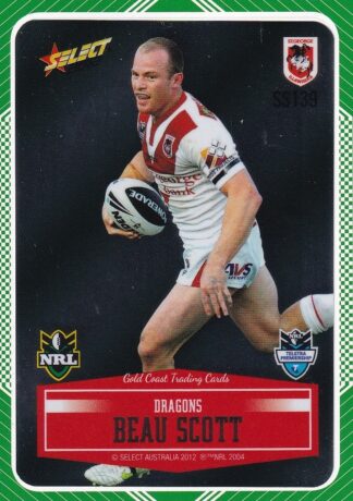 2012 NRL Champions Peeled Parallel Card - PSS139 Beau Scott St George Dragons