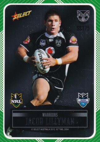 2012 NRL Champions Peeled Parallel Card - PSS175 Jacob Lillyman Warriors