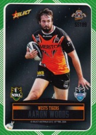 2012 NRL Champions Peeled Parallel Card - PSS189 Aaron Woods Wests Tigers
