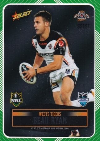 2012 NRL Champions Peeled Parallel Card - PSS191 Beau Ryan Wests Tigers