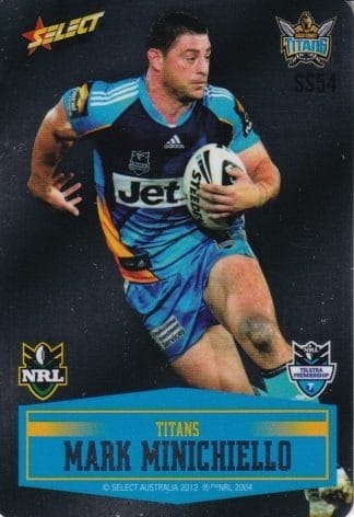 2012 NRL Champions Unpeeled Parallel Card - SS054 Mark Minichiello Gold Coast Titans