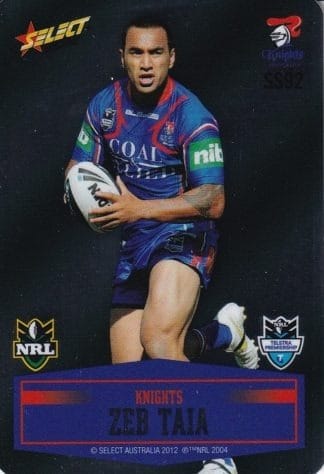 2012 NRL Champions Unpeeled Parallel Card - SS092 Zeb Taia Newcastle Knights
