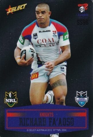 2012 NRL Champions Unpeeled Parallel Card - SS096 Richard Fa'aoso Newcastle Knights