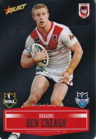 2012 NRL Champions Unpeeled Parallel Card - SS136 Ben Creagh St George Dragons