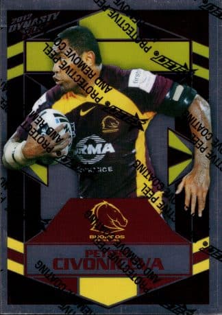 2012 NRL Dynasty Upside Down Silver Parallel - USP006 Petero Civoniceva Brisbane Broncos
