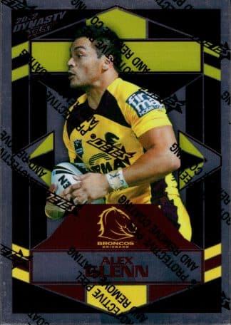 2012 NRL Dynasty Upside Down Silver Parallel - USP007 Alex Glenn Brisbane Broncos