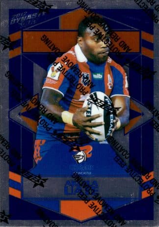 2012 NRL Dynasty Upside Down Silver Parallel - USP100 Akuila Uate Newcastle Knights