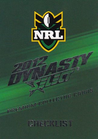 2012 NRL Dynasty Common Card - Base 001 Checklist #1