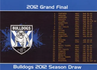 2012 NRL Grand Final Canterbury Bulldogs - Card 36 2012 Season Draw