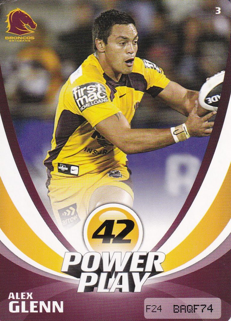 2013 NRL Power Play Common Card - Base 003 Alex Glenn Brisbane Broncos
