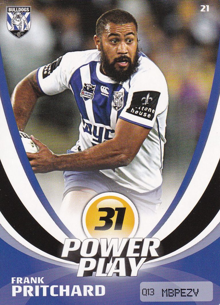2013 NRL Power Play Common Card - Base 021 Frank Pritchard Canterbury Bulldogs