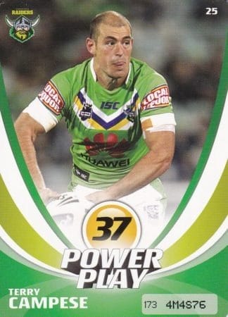 2013 NRL Power Play Common Card - Base 025 Terry Campese Canberra Raiders