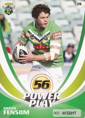 2013 NRL Power Play Common Card - Base 029 Shaun Fensom Canberra Raiders