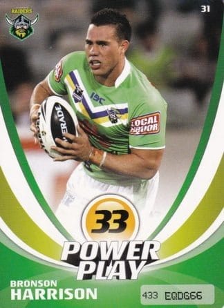 2013 NRL Power Play Common Card - Base 031 Bronson Harrison Canberra Raiders