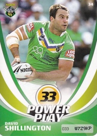 2013 NRL Power Play Common Card - Base 034 David Shillington Canberra Raiders