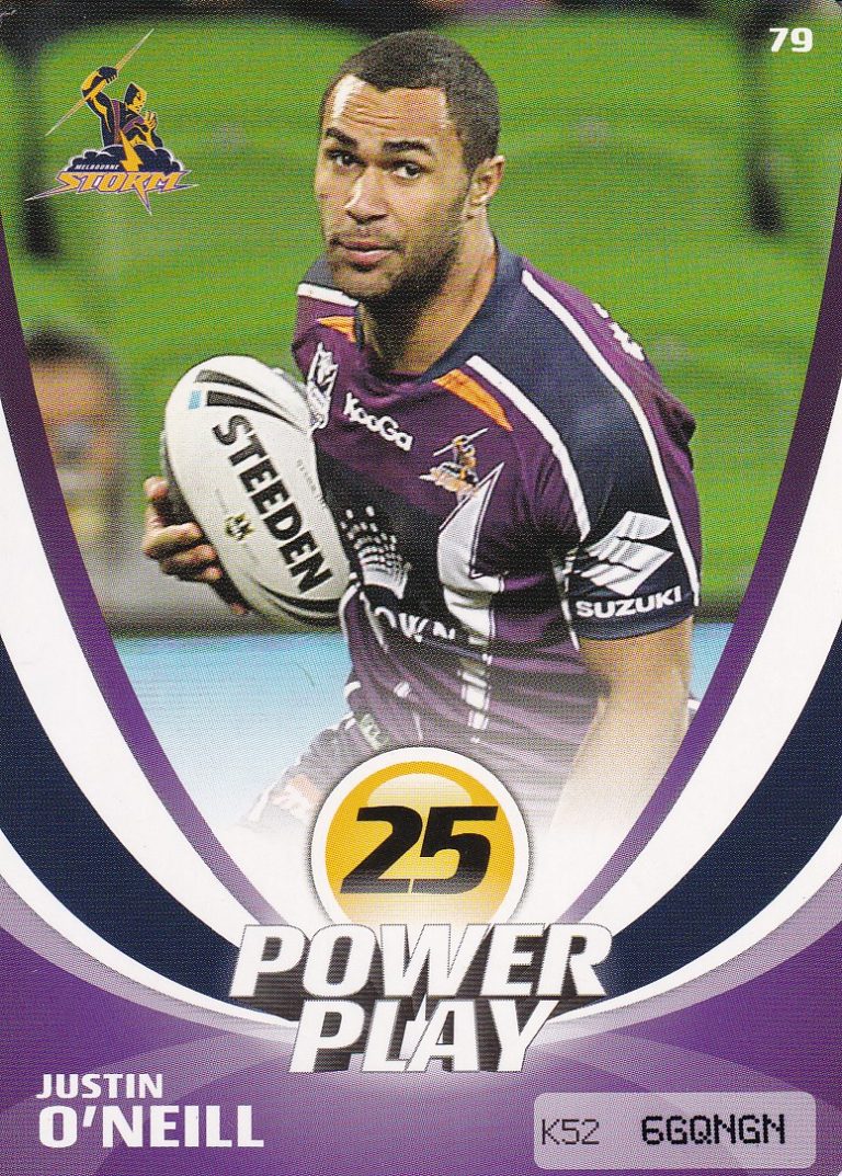 2013 NRL Power Play Common Card - Base 079 Justin O'Neill Melbourne Storm