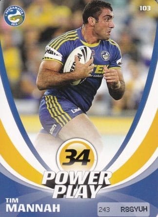 2013 NRL Power Play Common Card - Base 103 Tim Mannah Parramatta Eels