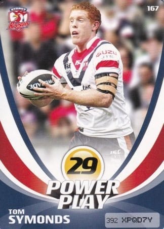 2013 NRL Power Play Common Card - Base 167 Tom Symonds Sydney Roosters