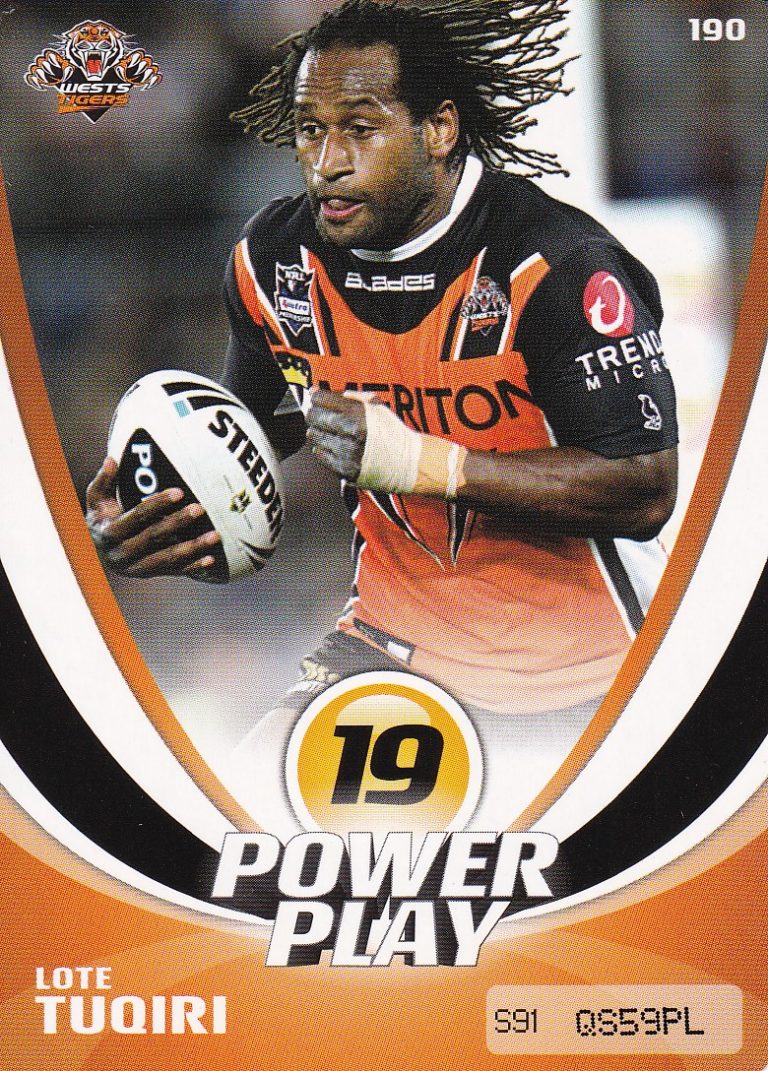2013 NRL Power Play Common Card - Base 190 Lote Tuqiri Wests Tigers