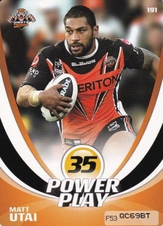 2013 NRL Power Play Common Card - Base 191 Matt Utai Wests Tigers
