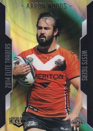 2014 NRL Elite Gold Parallel - SP144 Aaron Woods Wests Tigers