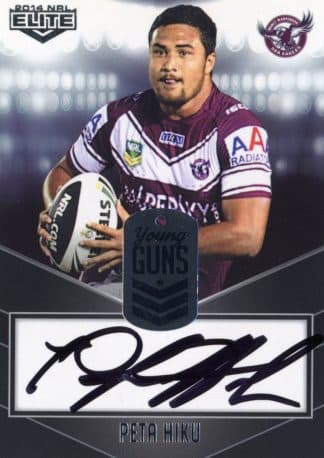 2014 NRL Elite Young Guns Signature - YG06 Peta Hiku Manly Sea Eagles