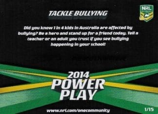 2014 NRL Power Play One Community Card - Card 01 Petero Civoniceva Tackle Bullying