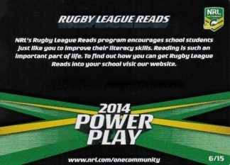 2014 NRL Power Play One Community Card - Card 06 Petero Civoniceva Rugby League Reads