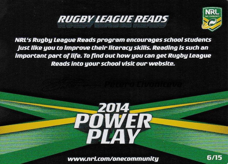 2014 NRL Power Play One Community Card - Card 06 Petero Civoniceva Rugby League Reads
