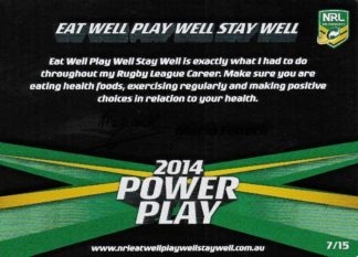 2014 NRL Power Play One Community Card - Card 07 Mario Fenech Eat Well Play Well Stay Well