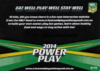 2014 NRL Power Play One Community Card - Card 09 Nathan Hindmarsh Eat Well Play Well Stay Well