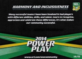 2014 NRL Power Play One Community Card - Card 14 Nathan Hindmarsh Harmony And Inclusiveness