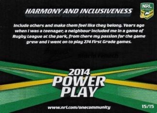 2014 NRL Power Play One Community Card - Card 15 Mario Fenech Harmony And Inclusiveness