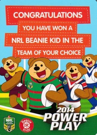 2014 NRL Power Play Beanie Kids Redemption Card - Beanie Kid