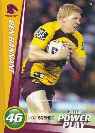 2014 NRL Power Play Common Card - Base 005 Ben Hannant Brisbane Broncos