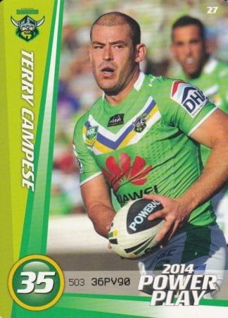 2014 NRL Power Play Common Card - Base 027 Terry Campese Canberra Raiders