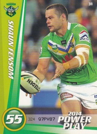 2014 NRL Power Play Common Card - Base 031 Shaun Fensom Canberra Raiders