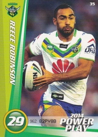 2014 NRL Power Play Common Card - Base 035 Reece Robinson Canberra Raiders