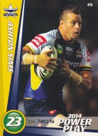 2014 NRL Power Play Common Card - Base 045 Ashton Sims North Qld Cowboys