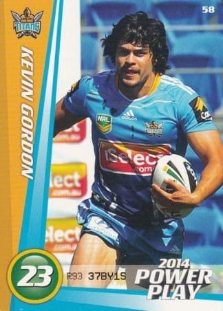 2014 NRL Power Play Common Card - Base 058 Kevin Gordon Gold Coast Titans