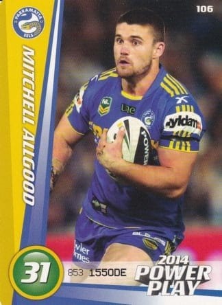 2014 NRL Power Play Common Card - Base 106 Mitchell Allgood Parramatta Eels