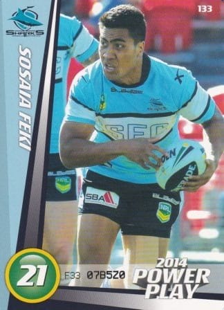 2014 NRL Power Play Common Card - Base 133 Sosaia Feki Cronulla Sharks