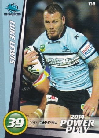 2014 NRL Power Play Common Card - Base 138 Luke Lewis Cronulla Sharks