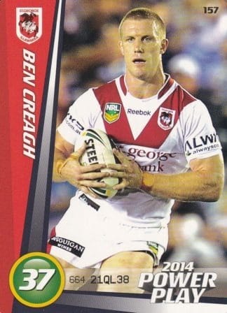 2014 NRL Power Play Common Card - Base 157 Ben Creagh St George Dragons