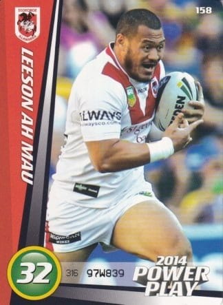 2014 NRL Power Play Common Card - Base 158 Leeson Ah Mau St George Dragons