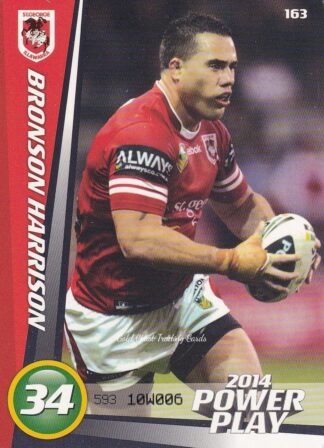 2014 NRL Power Play Common Card - Base 163 Bronson Harrison St George Dragons