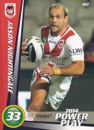 2014 NRL Power Play Common Card - Base 167 Jason Nightingale St George Dragons