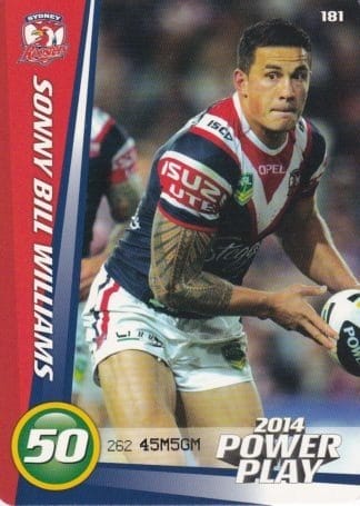 2014 NRL Power Play Common Card - Base 181 Sonny Bill Williams Sydney Roosters