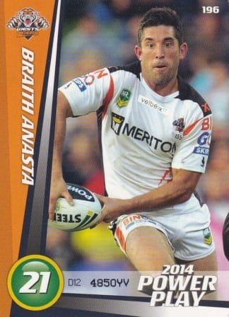 2014 NRL Power Play Common Card - Base 196 Braith Anasta Wests Tigers